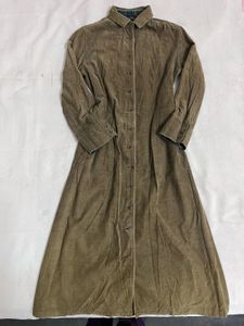 Olive Green Corduroy Shirt Dress