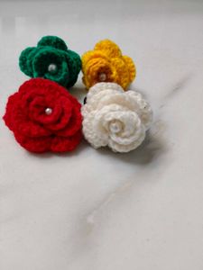 Crochet Flower Hair Clips - Set of Four