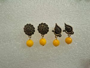 Boho Dangle Earrings with Yellow Beads - Unused