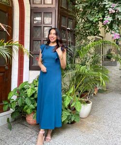 Elegant Blue Ruffle Dress