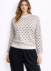 Heart Print Crewneck Sweatshirt