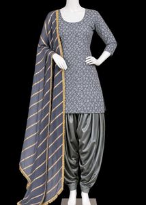 Grey Patiala Suit | Fully Stitched