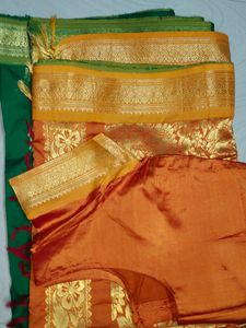 Green 💚 Pattu Saree With Blouse