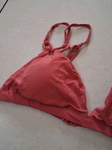 L Stylish Coral Bikini Top