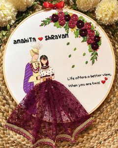 Wedding Anniversary Hoop Embroidery
