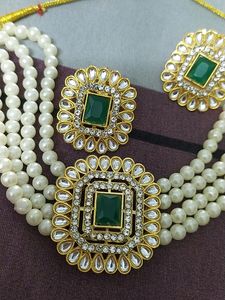Moti Pearl Green | Alloy Jewel Set