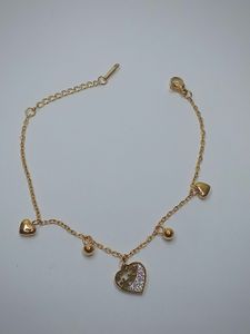 Gold Heart Charm Anklet