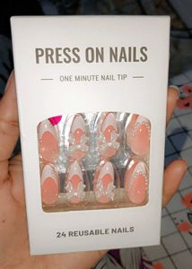 Press On Nails - Bow & Pearl Accents