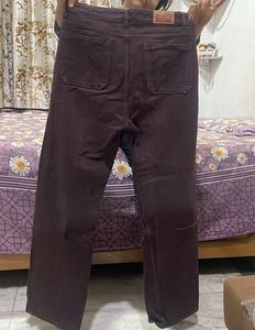 Brown Corduroy Wide-Leg Pants