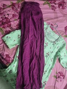 beautiful Silk pista color kurti plazzo new