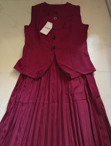 Maroon Pleated co-ords set