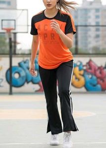 Orange Active Sport T-Shirt And Bell Bottom Leggin