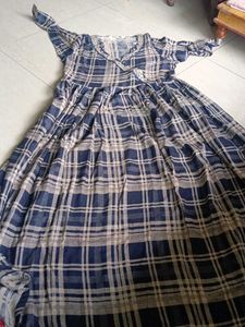 Blue Plaid Maxi Dress