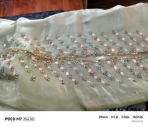 Elegant Pastel Green Embroidered Saree