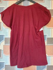 Maroon &amp; White Striped Casual Top