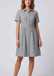 Striped Button-Up Shirt Dress