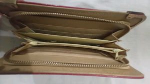 Red Patent Wallet with Gold Accents