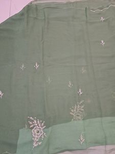 Saree With Embroidery And Pearl Work