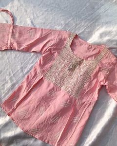 Light Pink Kurta with Embroidery