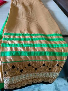 Elegant Beige & Green Saree
