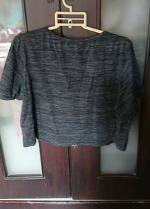 Stylish Grey T-Shirt with Colorful Neckline