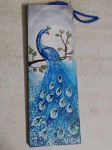 Hand-Painted Peacock wall hanging