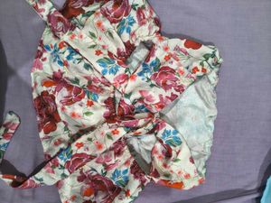 Floral Peplum Strapless Top