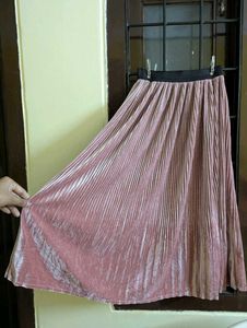 Pink Skirt With Black Waist Band (Velvet)