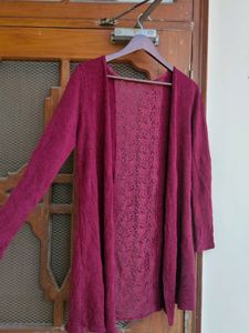 Maroon Lace Shrug