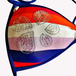 Colorful Striped Bikini Top