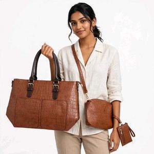 Chic Black Croc-Embossed Tote Bag