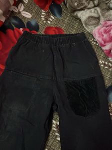 Black Pants with Velvet Pocket