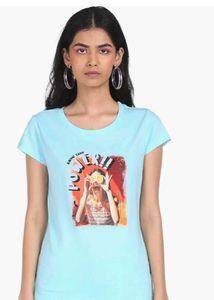 Graphic Print Light Blue T-Shirt