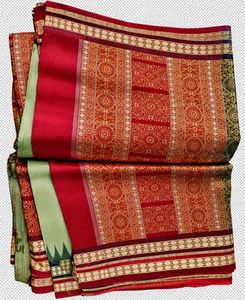 Elegant Light Green Saree with Red Border