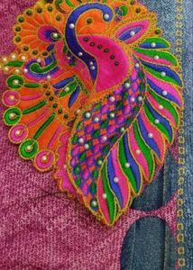Embroidered Peacock Dress Material
