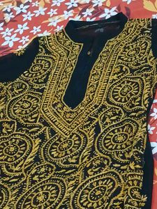 Black Chikankari Kurta with dupatta
