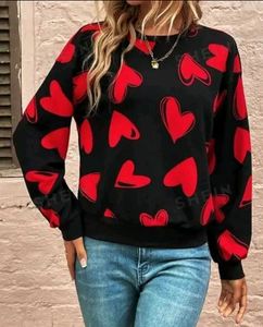 Black & Red Heart Print Sweatshirt