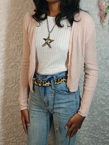 Cute Pink Button-Up Cardigan