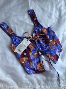 Floral Print Crop Top with Tie Detail