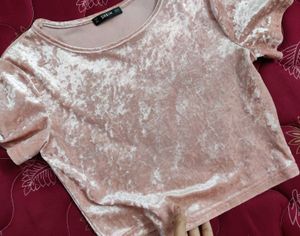 Peach Velvet Crop Top