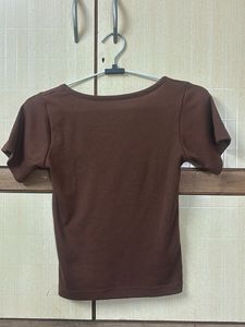 Brown Square Neck Top