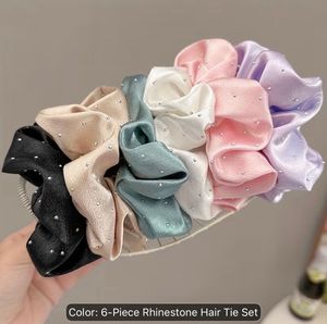 Set of 6 Sparkly Satin Scrunchies