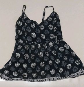 Black Paisley Print Mini Dress
