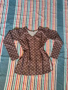 Brown Printed Kurta