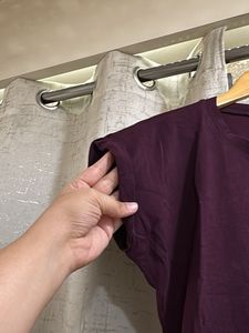 Casual Purple T-Shirt with Floral Embroidery