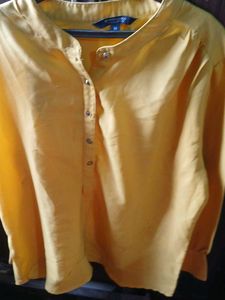 Yellow Mandarin Collar Kurta
