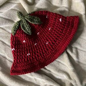 Handmade Crochet Strawberry Hat