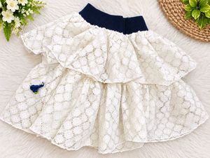 Tiered Lace Skirt with Blue Bird Embroidery for 2