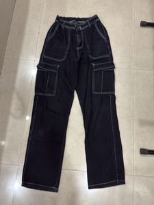 Black casual cargo pants
