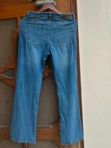 Y2K Beaded Ripped Blue Bootcut Jeans